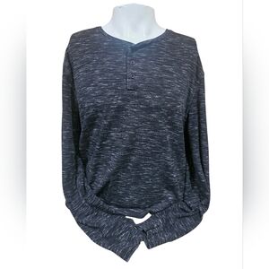 Men’s Long Sleeve Henley Shirt Slim Fit Dark Gray Heather Casual Lightweight XXL